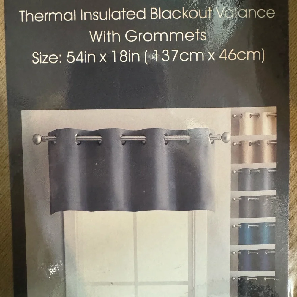 Nicole Taupe thermal insulated blackout valance with grommets